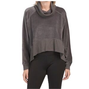 Free People FP Movement Last Chance Velour Cowl Neck Gray Pullover